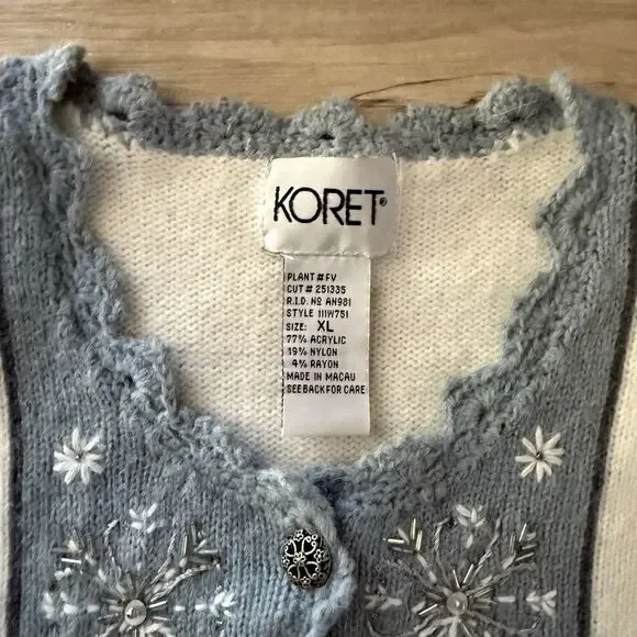 Vintage Women's Country Grandma Winter Embroidered Cardigan Sweater Cottage XL - Picture 4 of 6